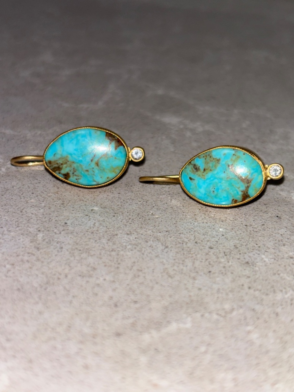 Torquoise Earrings 22K gold and Diamond